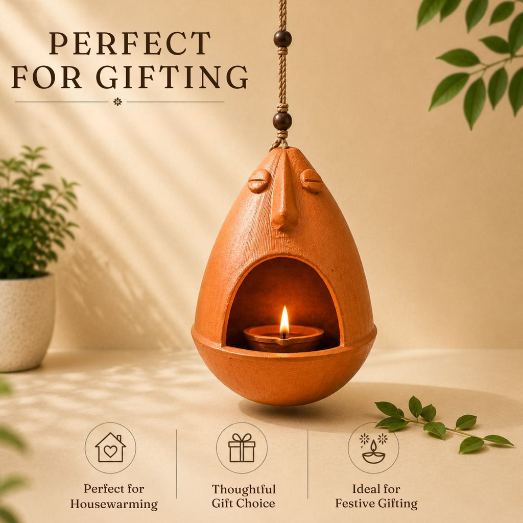 Earthen Nest Terracotta Bird House (Handmade, 14.4 cm, Earthen Brown)