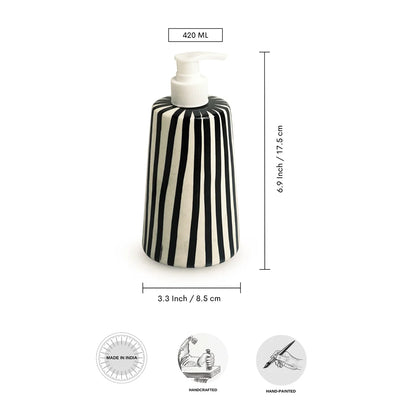 'Zebra Pattern' Hand-painted Bathroom Accessory Set of 2  In Ceramic (Liquid Soap Dispenser, Toothbrush Holder)