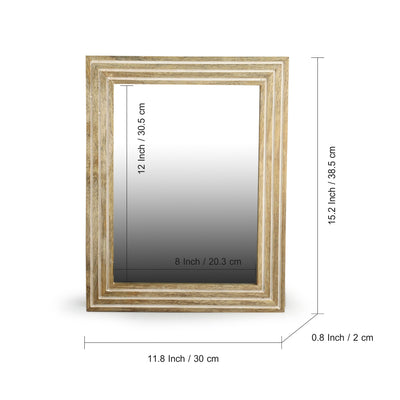'Vintage Timber' Decorative Wall Mirror (15.2 Inches, Mango Wood)