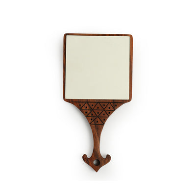 Fishtail' Decorative Handheld Mirror (Sheesham Wood, Handcrafted)