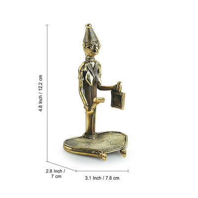 'Bell Ringer' Handmade Brass Figurine In Dhokra Art