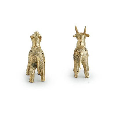 'Royal Twins' Handmade Brass Figurines In Dhokra Art (Set Of 2)