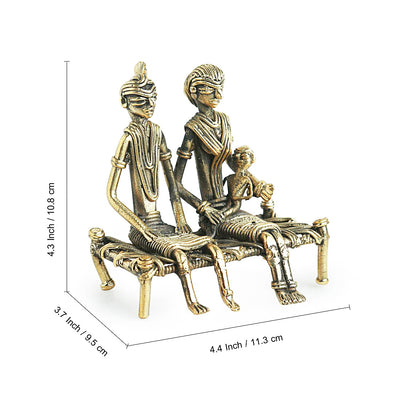 'Golden Couple' Handmade Brass Figurine In Dhokra Art