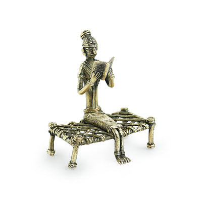 'Man On Khatiya' Handmade Brass Figurine In Dhokra Art