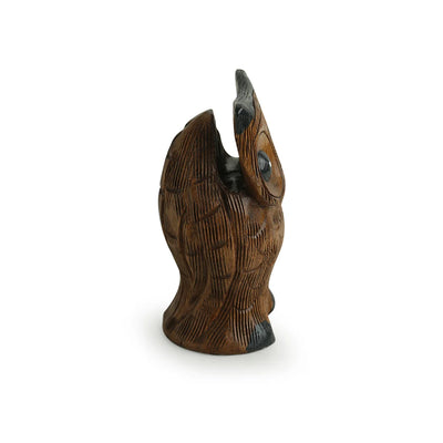 'The Silent Observer' Hand Carved & Hand Painted Spectacle Holder Cum Showpiece In Eucalyptus Wood