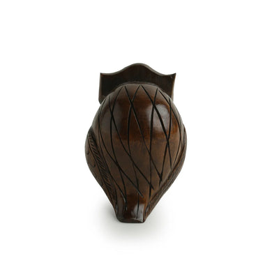 'The Wise Owl' Hand Carved & Hand Painted Spectacle Holder Cum Showpiece In Eucalyptus Wood
