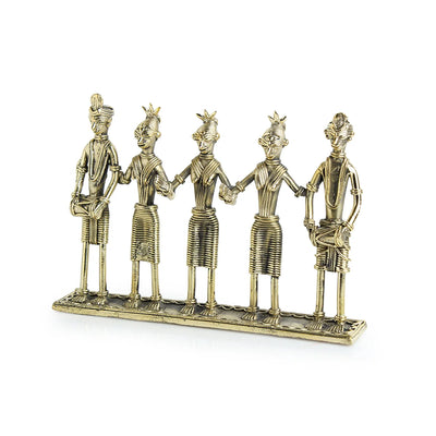 Tribal Musicians' Brass Figurine Showpiece Handmade in Dhokra Art