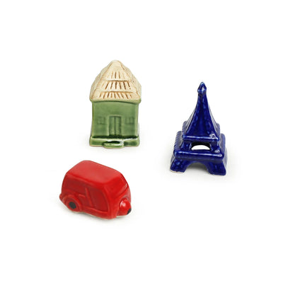 'Mini Neighbourhood' Hand-Painted Miniature Décorative Showpieces In Ceramic (Set of 5)