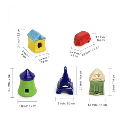 'Mini Neighbourhood' Hand-Painted Miniature Décorative Showpieces In Ceramic (Set of 5)