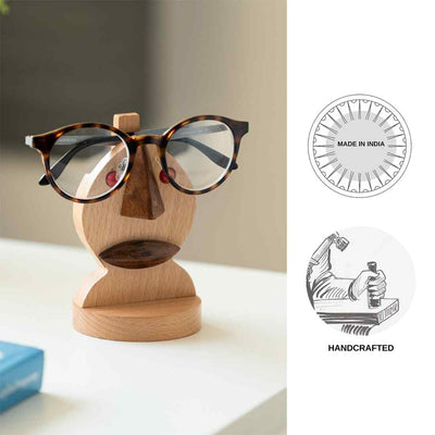 The Nocturnal Owl' handcrafted Spectacle Holder & Showpiece In Sheesham and Beach Wood