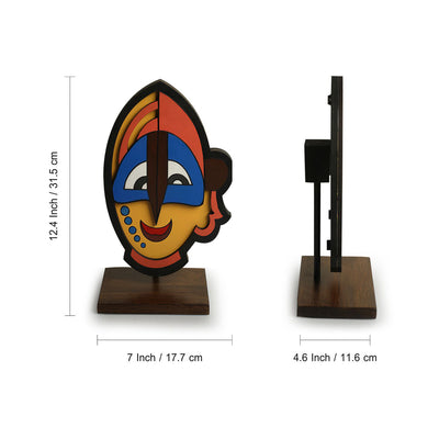 Tribal 'African Mask' Decorative Wooden Showpiece Sculpture (12 Inch, Hand-Painted)