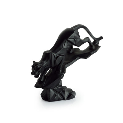 Modern Geometric 'Descending  Panther' Decorative Showpiece Statue (Resin, Handcrafted, 8 Inches)