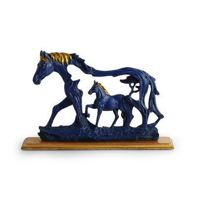 Modern 'Horse with a Pony' Decorative Showpiece Statue (Resin, Handcrafted, 8.4 Inches)