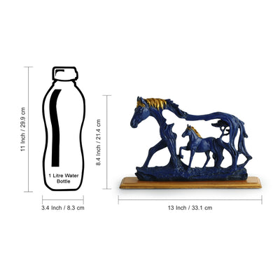 Modern 'Horse with a Pony' Decorative Showpiece Statue (Resin, Handcrafted, 8.4 Inches)