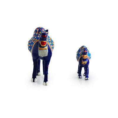 Meenakari 'Camel & Calf' Decorative Showpiece Figurines (Set of 2, Metal, Hand-Painted, 4.9 & 2.8 Inches)