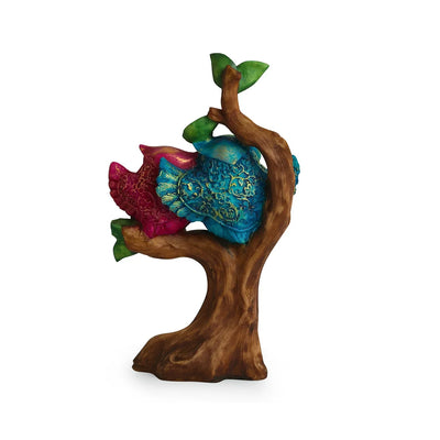 'Owls On a Tree Branch' Modern Decorative Showpiece Statue (Resin, Handcrafted, 10 Inches)