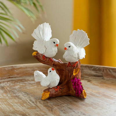 'Chatting Birds' Modern Decorative Showpiece Statue (Resin, Handcrafted, 20.6 cm)