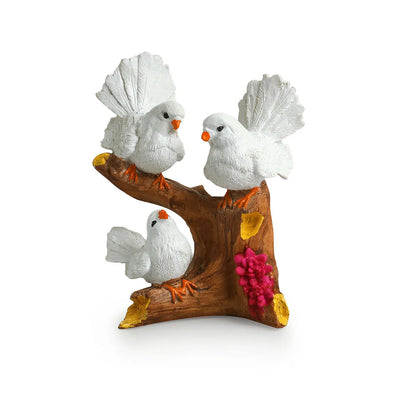 'Chatting Birds' Modern Decorative Showpiece Statue (Resin, Handcrafted, 8.1 Inches)