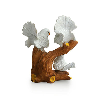 'Chatting Birds' Modern Decorative Showpiece Statue (Resin, Handcrafted, 8.1 Inches)