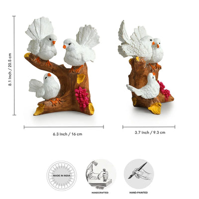 'Chatting Birds' Modern Decorative Showpiece Statue (Resin, Handcrafted, 8.1 Inches)