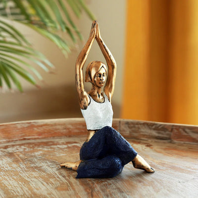 Modern 'Yoga Lady' Modern Decorative Showpiece Statue (Resin, Handcrafted, 27.7 cm)