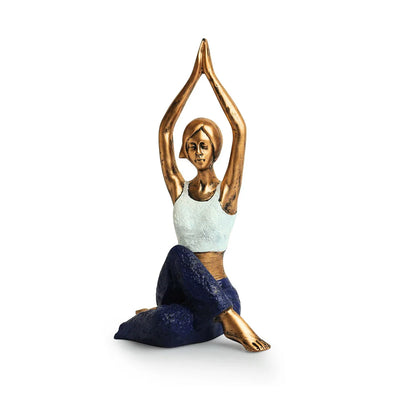 Modern 'Yoga Lady' Modern Decorative Showpiece Statue (Resin, Handcrafted, 10.9 Inches)