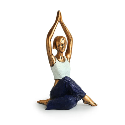 Modern 'Yoga Lady' Modern Decorative Showpiece Statue (Resin, Handcrafted, 10.9 Inches)
