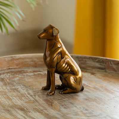 Sitting Dog' Decorative Pure Brass Showpiece Figurine (18 cm, 1.2 Kg, Handcarved)