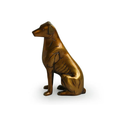 Sitting Dog' Decorative Pure Brass Showpiece Figurine (18 cm, 1.2 Kg, Handcarved)