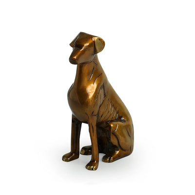 Sitting Dog' Decorative Pure Brass Showpiece Figurine (18 cm, 1.2 Kg, Handcarved)