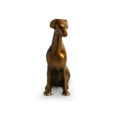 Sitting Dog' Decorative Pure Brass Showpiece Figurine (18 cm, 1.2 Kg, Handcarved)