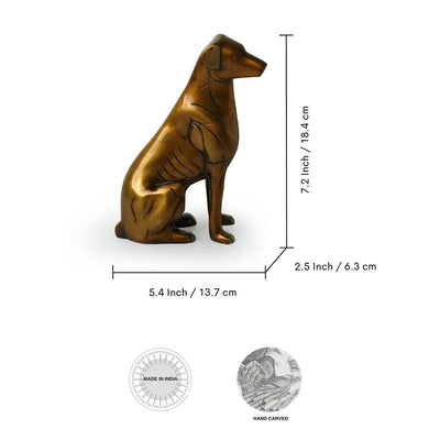 Sitting Dog' Decorative Pure Brass Showpiece Figurine (18 cm, 1.23 kg, Handcarved)