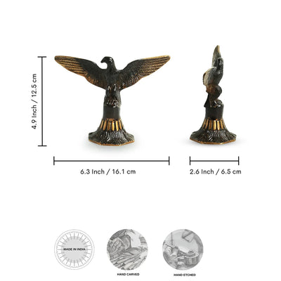 Flying Eagle' Decorative Pure Brass Showpiece Figurine (12 cm, 0.4 Kg, Handcarved)