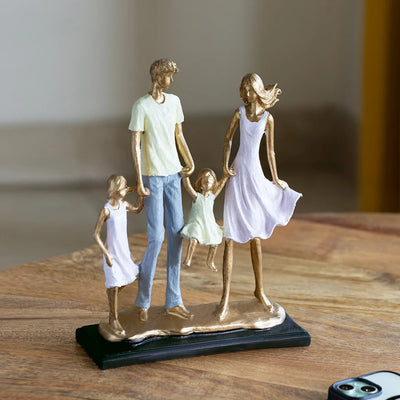 'Joyful Family' Modern Decorative Showpiece Sculpture (Resin, Handcrafted, 26.7 cm)