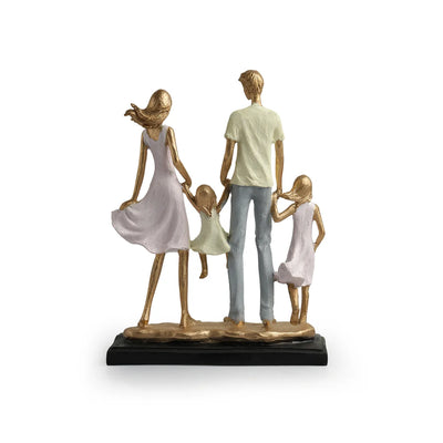 'Joyful Family' Modern Decorative Showpiece Sculpture (Resin, Handcrafted, 26.7 cm)