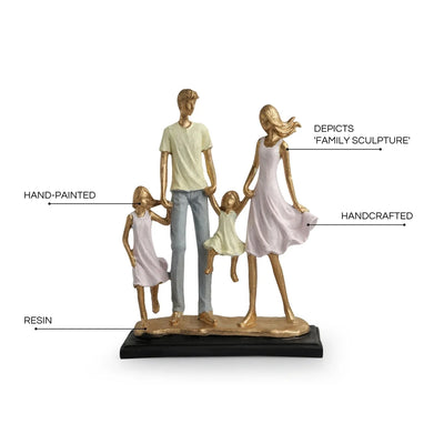 'Joyful Family' Modern Decorative Showpiece Sculpture (Resin, Handcrafted, 26.7 cm)