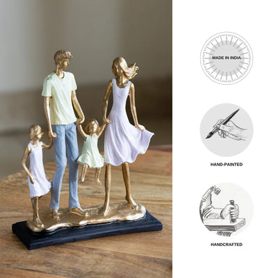 'Joyful Family' Modern Decorative Showpiece Sculpture (Resin, Handcrafted, 26.7 cm)