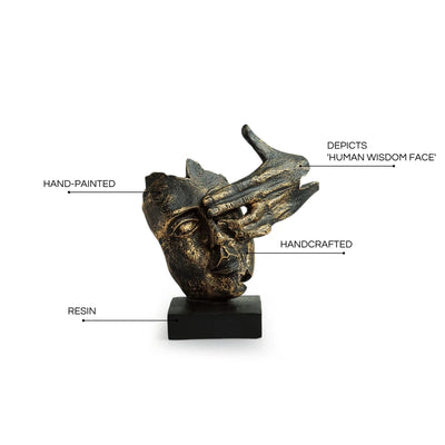 'Human Wisdom Face' Modern Decorative Showpiece Sculpture (Set of 3, Resin, Handcrafted)