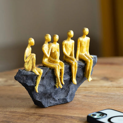 'Rock Fellowship' Modern Decorative Showpiece Sculpture (Resin, Handcrafted, 16.8 cm)