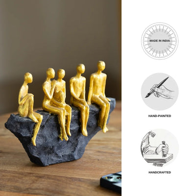 'Rock Fellowship' Modern Decorative Showpiece Sculpture (Resin, Handcrafted, 16.8 cm)