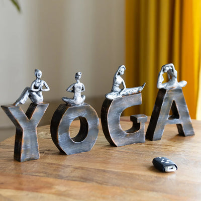 'Yoga Ladies' Modern Decorative Showpiece Statue (Resin, Handcrafted)