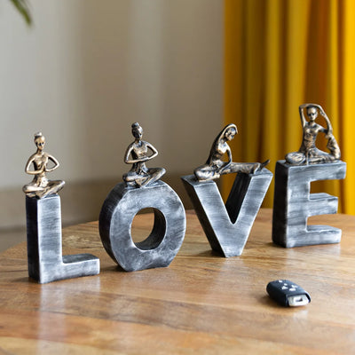 'Yoga Love' Modern Decorative Showpiece Statue (Resin, Handcrafted)