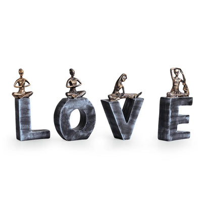 'Yoga Love' Modern Decorative Showpiece Statue (Resin, Handcrafted)