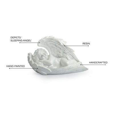 'Sleeping Angel' Modern Decorative Showpiece Statue (Resin, Handcrafted, 10.5 cm)