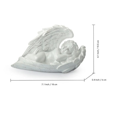 'Sleeping Angel' Modern Decorative Showpiece Statue (Resin, Handcrafted, 10.5 cm)