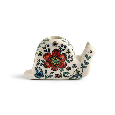 ExclusiveLane 'Floral Snail' Ceramic Decorative Showpiece Figurine (Hand-Painted, 12.5 Cm)