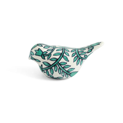 ExclusiveLane 'Perching Bird' Ceramic Decorative Showpiece Figurine (Hand-Painted, 8.5 Cm)