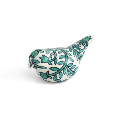 ExclusiveLane 'Perching Bird' Ceramic Decorative Showpiece Figurine (Hand-Painted, 8.5 Cm)
