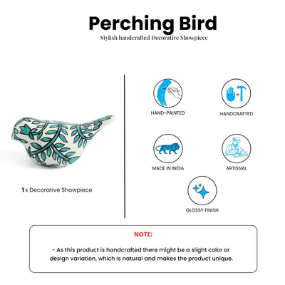 ExclusiveLane 'Perching Bird' Ceramic Decorative Showpiece Figurine (Hand-Painted, 8.5 Cm)