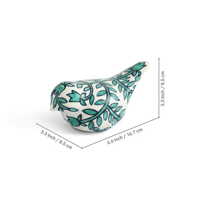 ExclusiveLane 'Perching Bird' Ceramic Decorative Showpiece Figurine (Hand-Painted, 8.5 Cm)